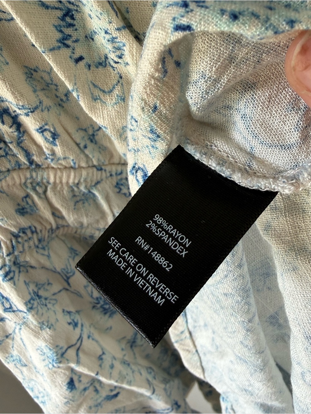 Torrid Floral Peasant Blouse in Cream and Light Blue - Picture 6 of 6